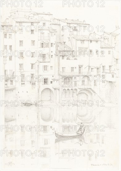 A View of the Arno, Florence, 1874. Creator: Edward John Poynter.