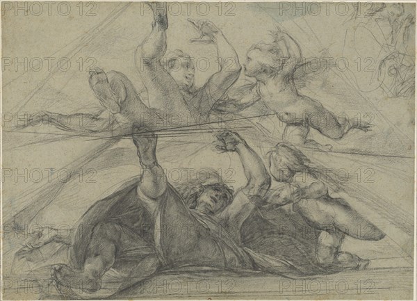 Ceiling Studies of a Prophet and a Putto Seen from Below, c. 1602. Creator: Giulio Cesare Procaccini.