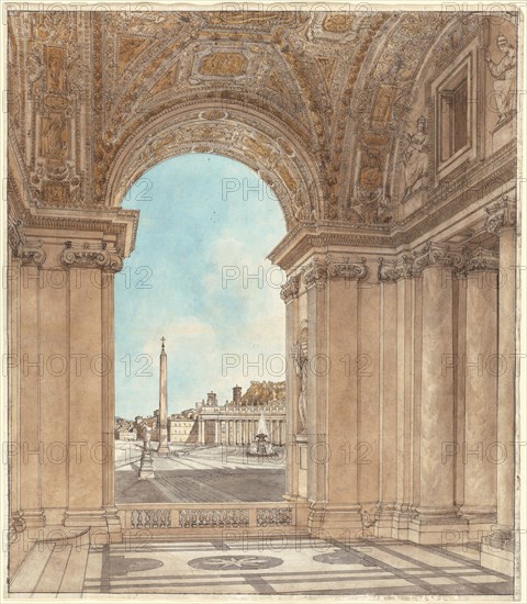 The Piazza of Saint Peter's Seen through an Arch of the Basilica, 1778/1779. Creator: Giacomo Antonio Domenico Quarenghi.