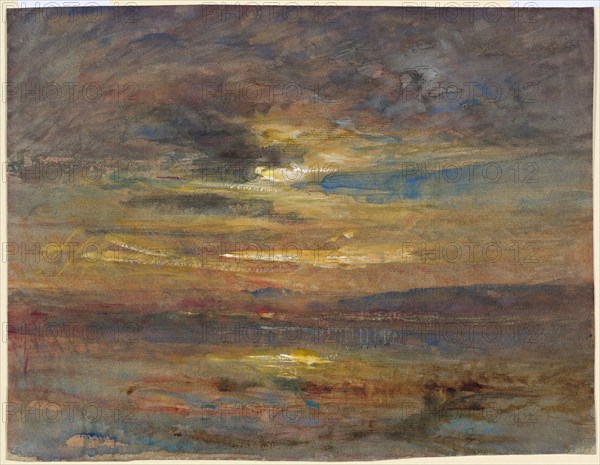 Sunset over a Pond, c. 1880. Creator: Auguste François Ravier.