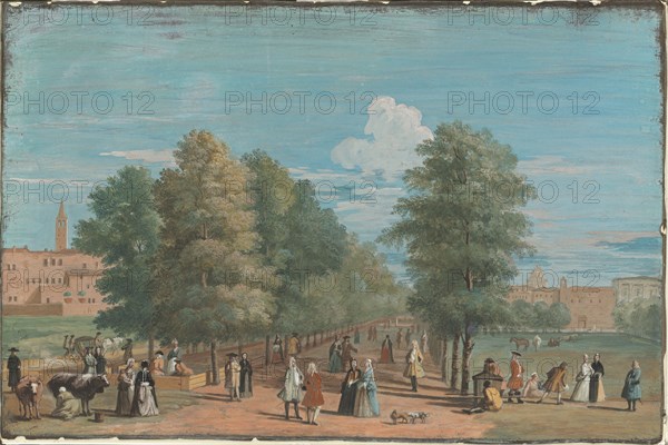 The Mall from Saint James' Park, 1720s?. Creator: Marco Ricci.