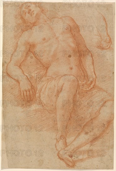 A Male Nude, Half Reclining, 1622/1624. Creator: Matteo Rosselli.