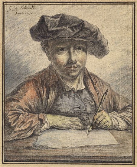 Self-Portrait Sketching, 1752. Creator: Georg Friedrich Schmidt.