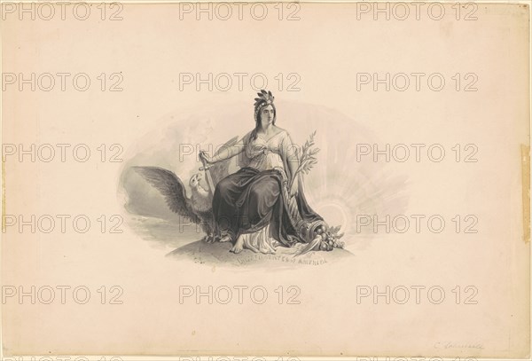 Design for an Emblem of the United States of America, c. 1860. Creator: Christian Schussele.