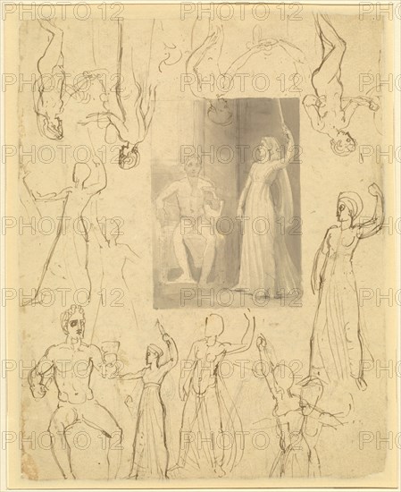 Design for a Book Illustration of Circe and Odysseus [recto], c. 1803. Creator: Thomas Stothard.