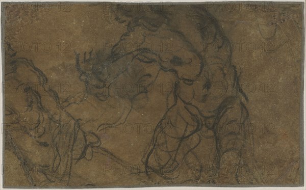 Two Male Figures in Motion (verso), 1598/1605. Creator: Domenico Tintoretto.