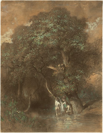 Bathers by a Giant Oak, c. 1842/1844. Creator: Constant Troyon.