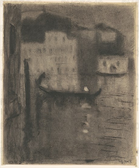 Gondola, Evening in Venice, c. 1900-1920. Creator: Eugene Laurent Vail.