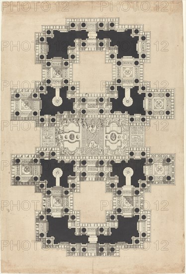 Plan for a Decorated Ceiling, c. 1750. Creator: Pierre Varin.