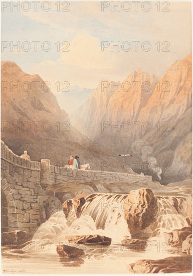 Pont Aberglaslyn, 1812. Creator: John Varley I.