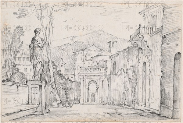 A Roman Street with Monte Cavo in the Distance, 1744/1750. Creator: Joseph-Marie Vien the Elder.