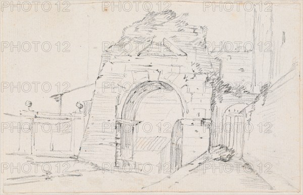 Arch of Drusus near the Appian Way, 1744/1750. Creator: Joseph-Marie Vien the Elder.