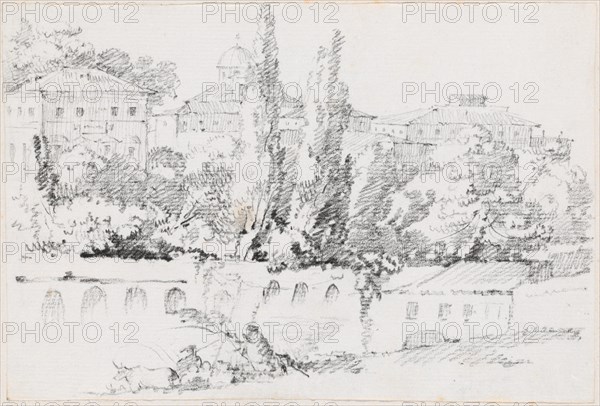 Walls of Rome with Santa Maria del Popolo in the Distance, 1744/1750. Creator: Joseph-Marie Vien the Elder.