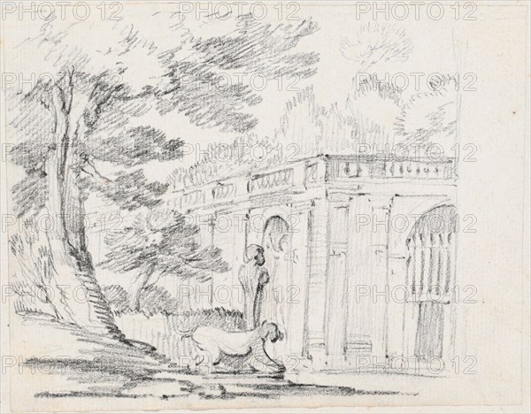 Loggia and Statuary in an Italian Garden, 1744/1750. Creator: Joseph-Marie Vien the Elder.
