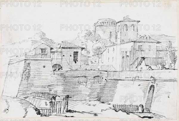 A Fortified Town in Italy, 1744/1750. Creator: Joseph-Marie Vien the Elder.