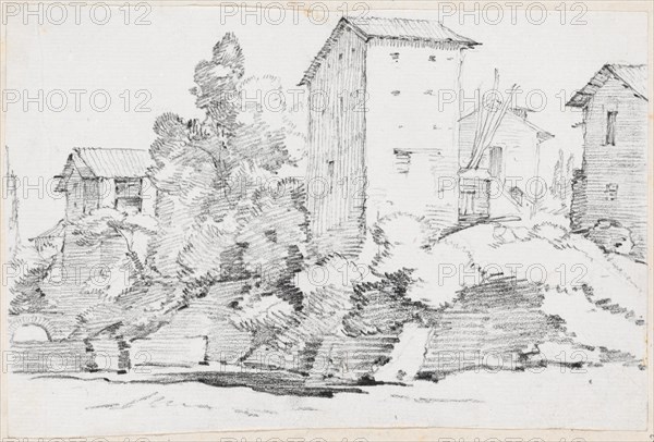 Italian Farm Buildings by a Stream, 1744/1750. Creator: Joseph-Marie Vien the Elder.