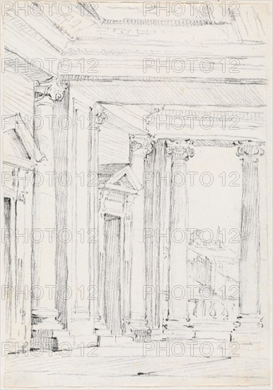 Portico of the Palazzo Nuovo, on the Campidoglio, 1744/1750. Creator: Joseph-Marie Vien the Elder.