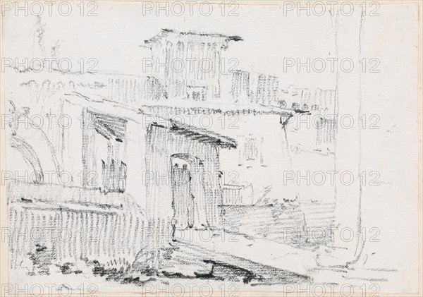 Roman Buildings with an Open Shed, 1744/1750. Creator: Joseph-Marie Vien the Elder.