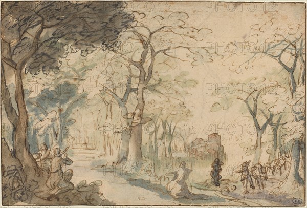 Landscape with Elisha Mocked, c. 1610. Creator: David Vinckboons.