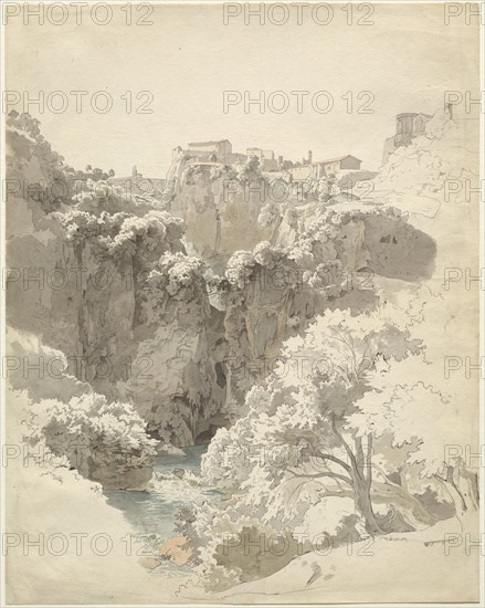 Tivoli and the Temple of the Sibyl Above the Aniene Gorge, 1824. Creator: Carl Wagner.