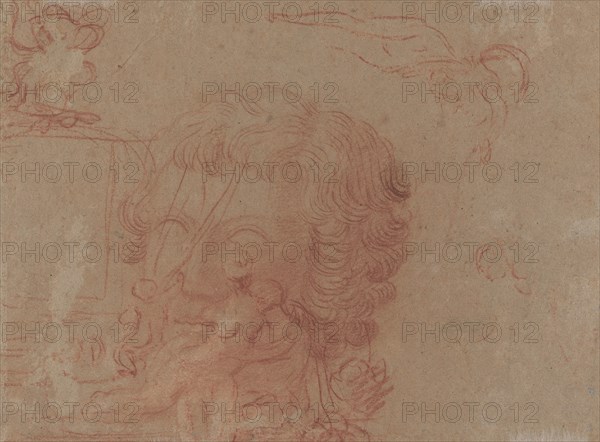 Figure Sketches and a Copy After a Sculpted Head [verso], c. 1715/1716. Creator: Jean-Antoine Watteau.