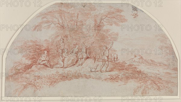 A Fête Galante with Falconers, c. 1711-1712. Creator: Jean-Antoine Watteau.