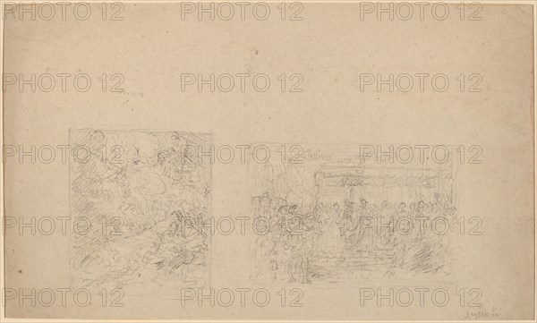 Study of Moses Striking the Rock and a Procession [verso], 1778. Creator: Benjamin West.