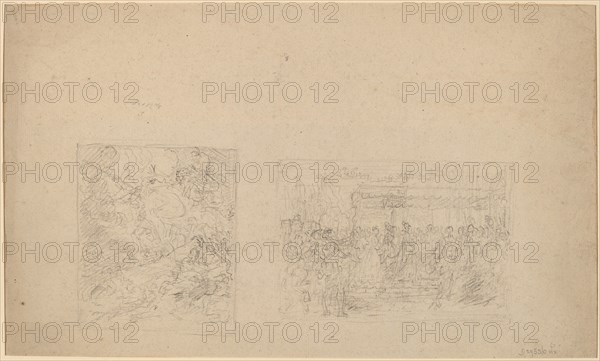 Study of Moses Striking the Rock and a Procession [verso], 1778. Creator: Benjamin West.
