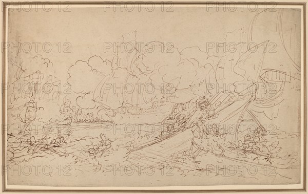 Study for The Battle of La Hogue [recto], 1778. Creator: Benjamin West.