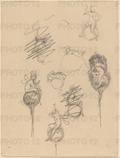 Studies for Jewelry Designs [recto], late 19th century. Creator: Beatrix Godwin Whistler.