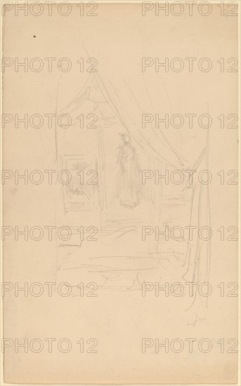 Sketch of Mrs. Godwin's Portrait when hung at the Society of British Artists, 1886/1887. Creator: James Abbott McNeill Whistler.