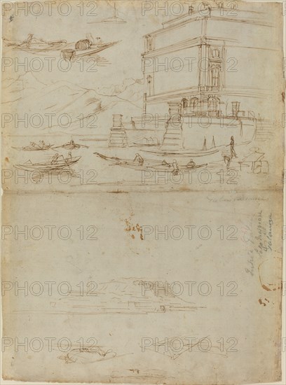 Studies of Lago Maggiore and and the Entrance to a Palazzo, c. 1700. Creator: Gaspar van Wittell.