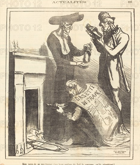 Bien vexés de ne pas trouver dans leur souliers de Noël la couronne qu'ils attendaient!, 1871. Creator: Honore Daumier.