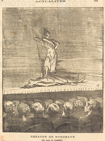 Théâtre de Bordeaux - on joue la tragédie, 1871. Creator: Honore Daumier.