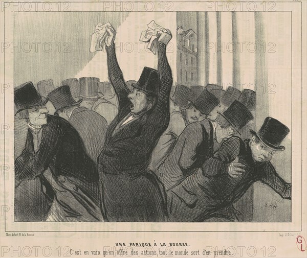 Une Panique a la Bourse, 19th century. Creator: Honore Daumier.