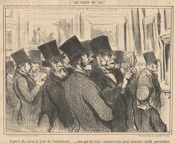 Aspect de salon le jour de l'ouverture ..., 19th century. Creator: Honore Daumier.