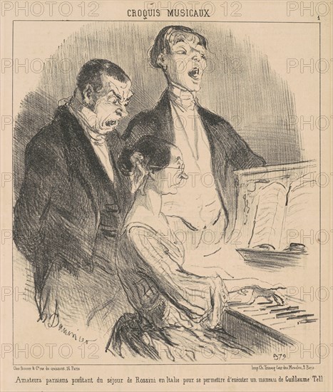 Amateurs parisiens profitant du séjour de Rossini en Italie..., 19th century. Creator: Honore Daumier.