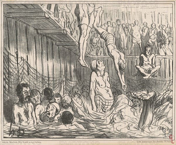 Les bains a quatre sous, 19th century. Creator: Honore Daumier.