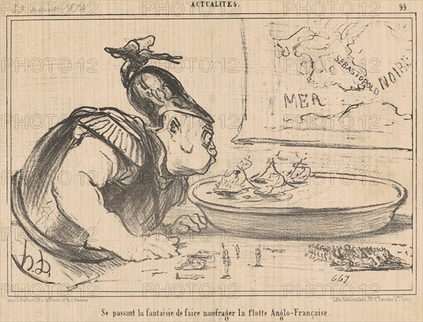 Se passant la fantaisie de faire naufrager la flotte Anglo-Française..., 19th century. Creator: Honore Daumier.