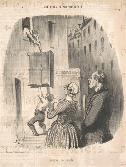 Locataires noctambules, 19th century. Creator: Honore Daumier.