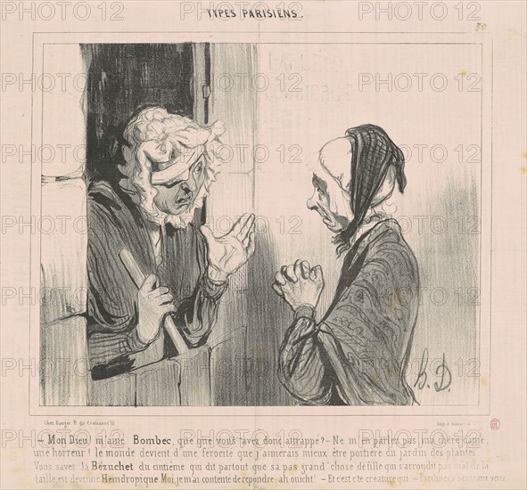 Mon Dieu! M'ame Bombec qué que vous avez attrapé?, 1842. Creator: Honore Daumier.