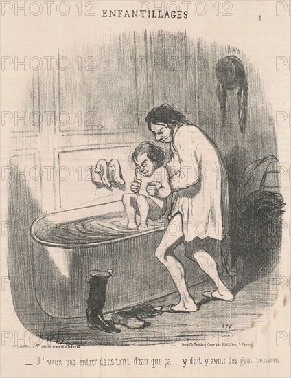 J'veux pas entrer dans tant d'eau ..., 19th century. Creator: Honore Daumier.