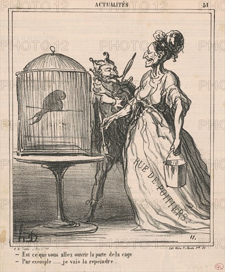 Est-ce que vous allez ouvrir la porte de la cage ..., 19th century. Creator: Honore Daumier.