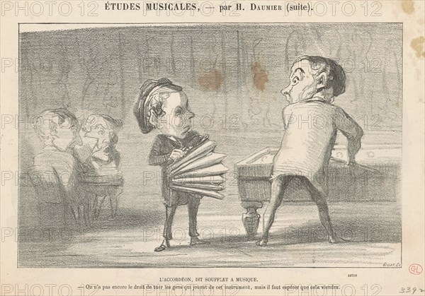 L'accordéon, dit soufflet a musique, 19th century. Creator: Honore Daumier.