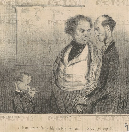 L'instituteur: votre fils me fera honneur!..., 19th century. Creator: Honore Daumier.