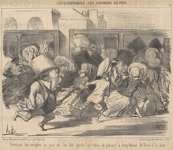 Invasion es wagons un jour ou l'on fait partir, 19th century. Creator: Honore Daumier.