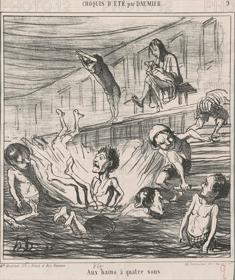 Aux bains a quatre sous, 19th century. Creator: Honore Daumier.