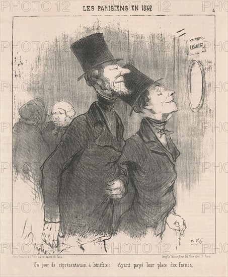 Un jour de représentation a bénéfice, 1852. Creator: Honore Daumier.