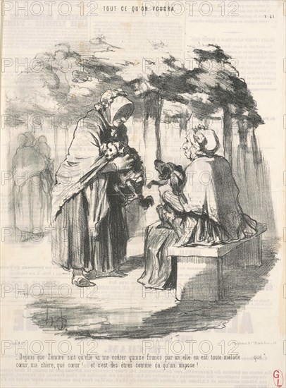 Depuis que Zémire sait qu'elle va me couter quinze francs ..., 19th century. Creator: Honore Daumier.