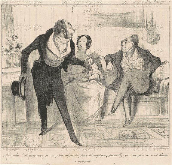 Mon Dieu! Monseigneur, je suis..., 19th century. Creator: Honore Daumier.
